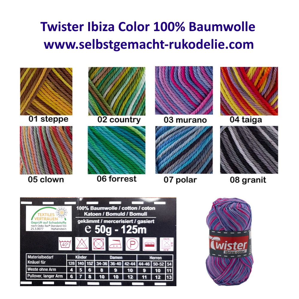 Twister Ibiza Color 100%Baumwolle mit Farbverlauf 